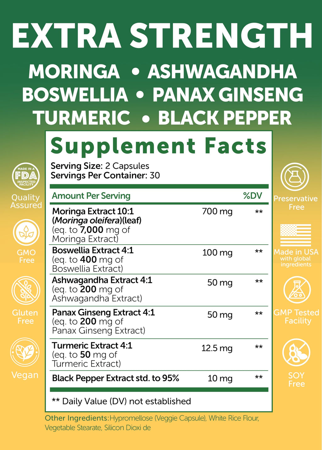Lunakai USA Made Pure Moringa Capsules – Advanced Moringa Leaf Extract Supplement with Ashwagandha, Boswellia, Ginseng & Turmeric, 60ct LunakaiBuy Supplements Australia