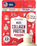 Multi Collagen Protein Powder Type I II III IV V X - Unflavored & Hydrolyzed 16Oz Pure Collagen Peptides Powder - Grass Fed Beef, Wild Fish Marine