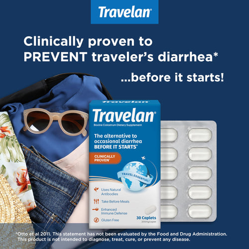 Anti Diarrhea Pills Help Prevent Traveler’s Diarrhea Before It Starts, Clinically Proven, Travel Essentials, Drug-Free Colostrum, Natural Digestive and Immune Support Supplement, 30 Count Travelan buy supplements Au