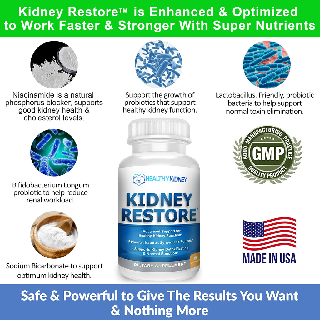 Kidney Cleanse Detox & Repair - Formulated by Kidney Health Expert Living w/Transplant - US Made Kidneys Support Supplement, Detox,