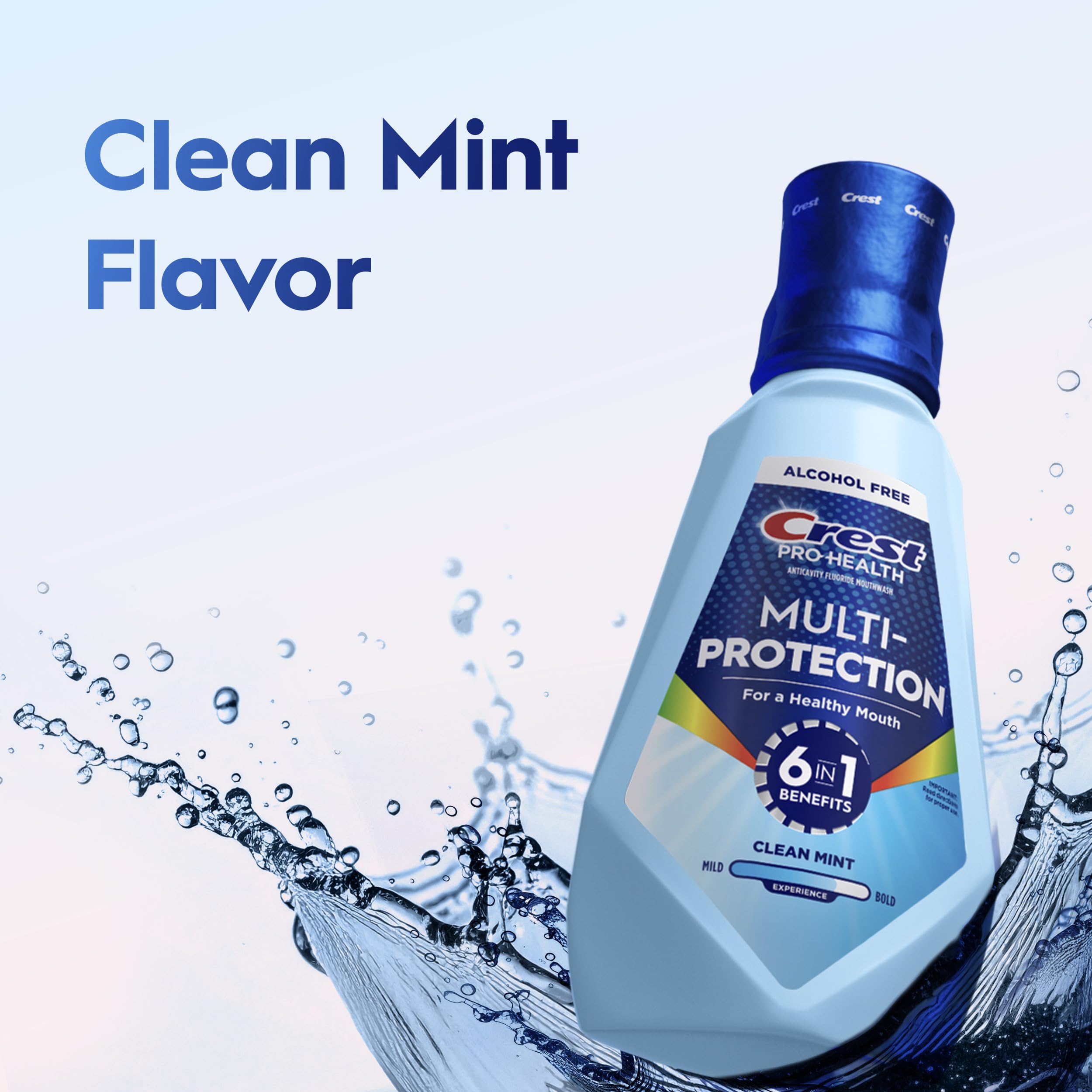 Crest Mouthwash Pro Health Multi-Protection, 1L, 2 Pack, 6-in-1 Benefits, Alcohol Free, Enamel Repair, Breath Freshener, Anti Cavity, Fluoride mouthwash, Bad Breath Treatment