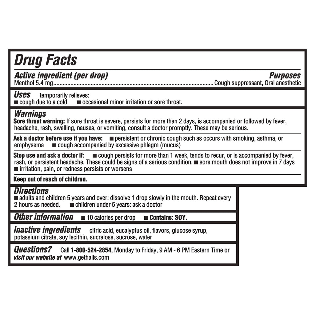 HALLS Cough and Throat Relief Mentho-Lyptus Cough Drops, 30 Drops