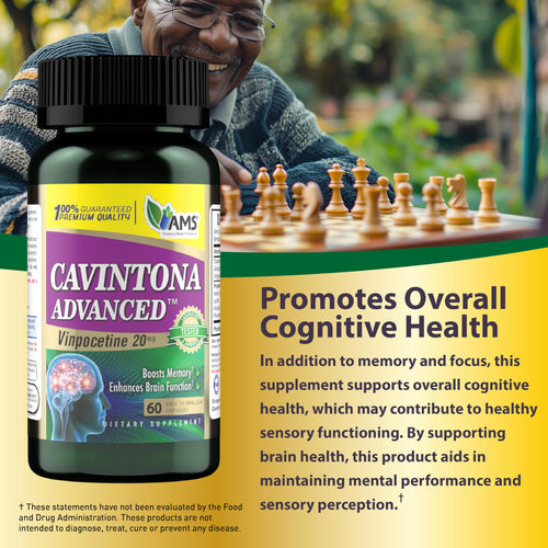 America Medic & Science Cavintona Advanced Supplement – Vinpocetine 20mg for Memory, Recall & Brain Health – Supports Cognitive Function, Focus, Mental Clarity & Blood Flow – 60 Capsules America Medic & ScienceBuy Supplements Australia
