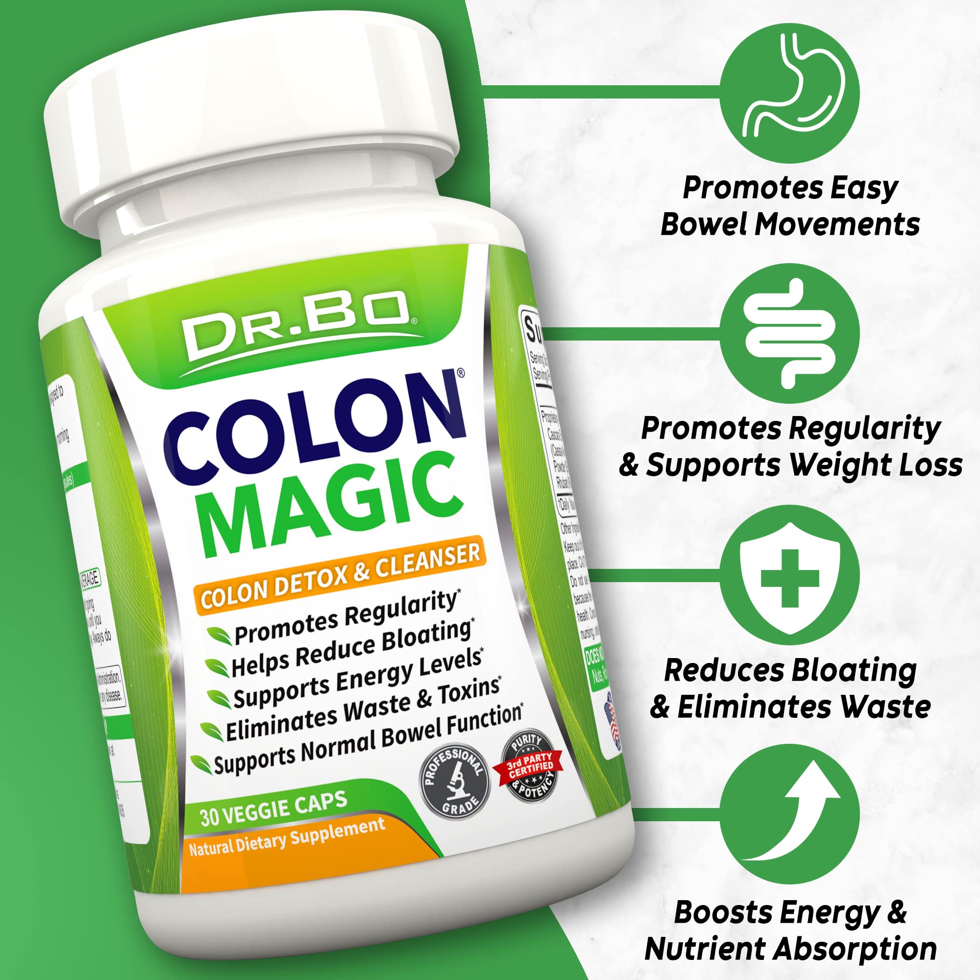 Colon Cleanse Detox Formula - Natural Bowel Cleanser Pills for Intestinal Bloating & Fast Digestive Cleansing - Daily Constipation Relief Supplement Gut, Belly,