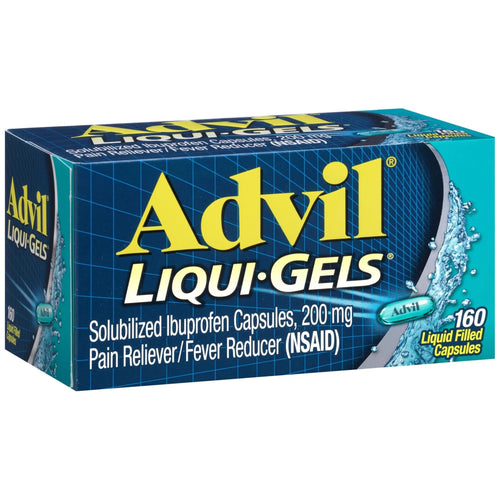 Advil Liqui-Gels Pain Reliever and Fever Reducer, Pain Medicine for Adults with Ibuprofen 200mg for Headache, Backache, Menstrual Pain and Joint Pain Relief - 160 Liquid Filled Capsules AdvilBuy Supplements Australia