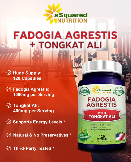 aSquared Nutrition Fadogia Agrestis 1000mg & Ali 400mg - 120 Capsules - Fadogia Agrestis Extract Supplement and Powder Complex Pills