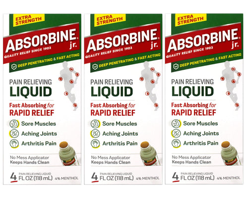 ABSORBINE JR. Extra Strength Pain Relieving Liquid, for Muscle, Joints, Arthritis Pain, with No-Mess Applicator, 4 Oz (Pack of 3) ABSORBINE JR.Buy Supplements Australia
