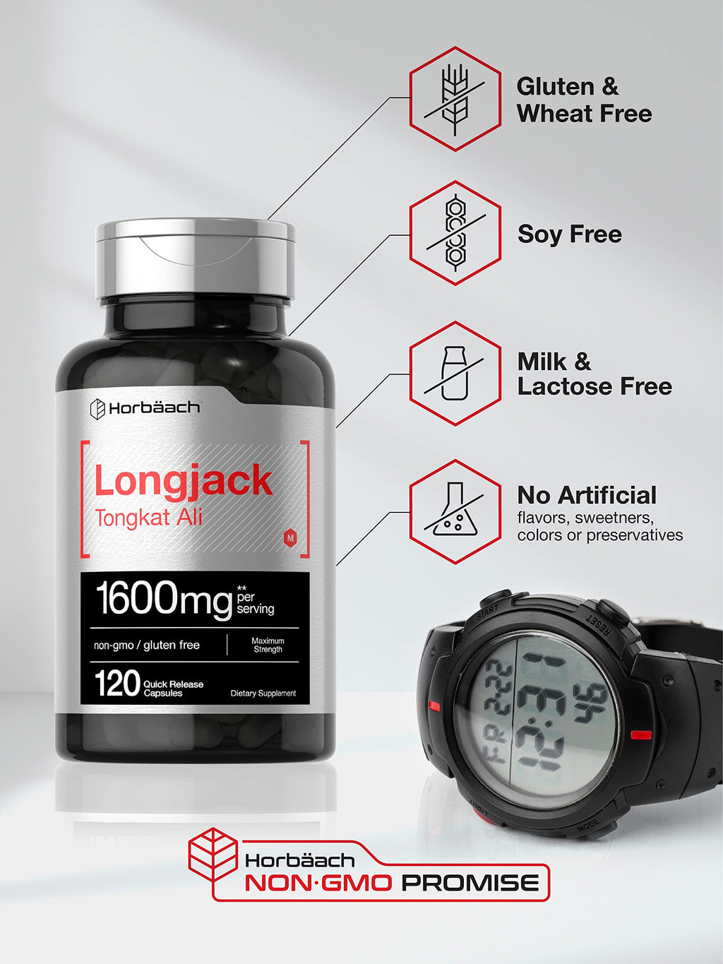 Horbäach Longjack Tongkat Ali for Men and Women | 120 Capsules | Extract Supplement | Maximum Strength Pills