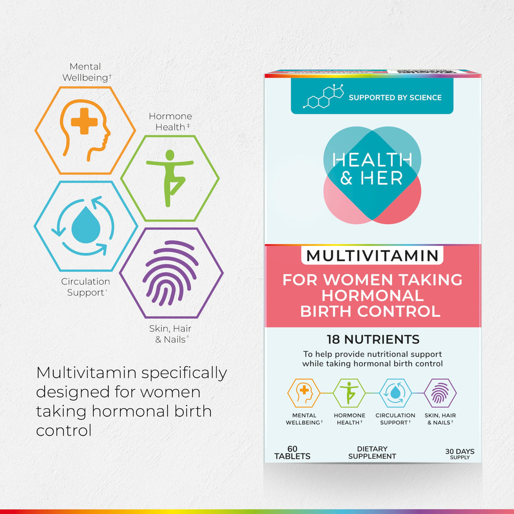 Health & Her Multivitamin Supplement for Women Taking Birth Control - Nutrition Support - 1 Month Supply, 60 Tablets - Vegan & Gluten Free Health and HerBuy Supplements Australia