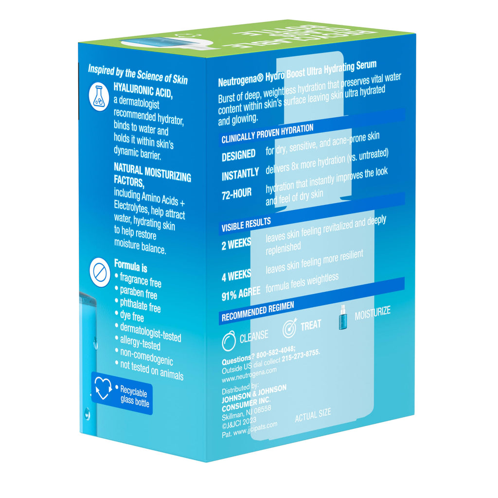 Neutrogena Hydro Boost Ultra Hydrating Serum with Hyaluronic Acid, Fragrance-Free Face Serum for Weightless Hydration and Softer