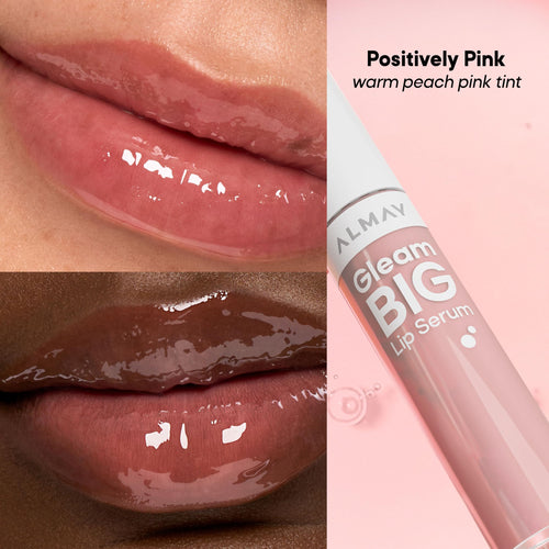 Almay Gleam Big™ Lip Serum, Hydrating and Moisturizing, Hypoallergenic Lip Gloss, Non-Sticky, 100 Positively Pink, 0.13 fl oz