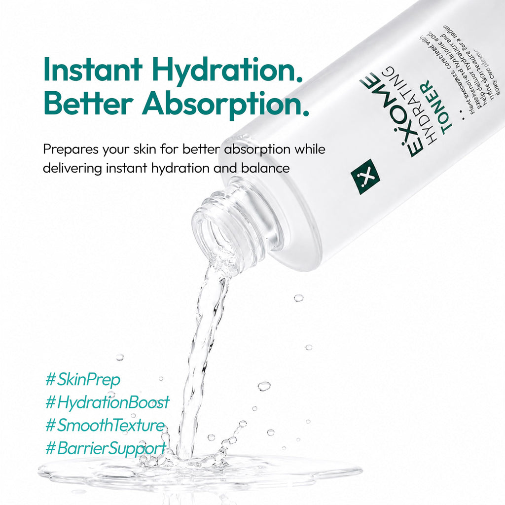 Exome Hydrating Toner, Greenery Aqua Base Starter for Glow Skin, Resveratrol Protective Barrier & 9-Peptide Complex for Elasticity & Wrinkle Care