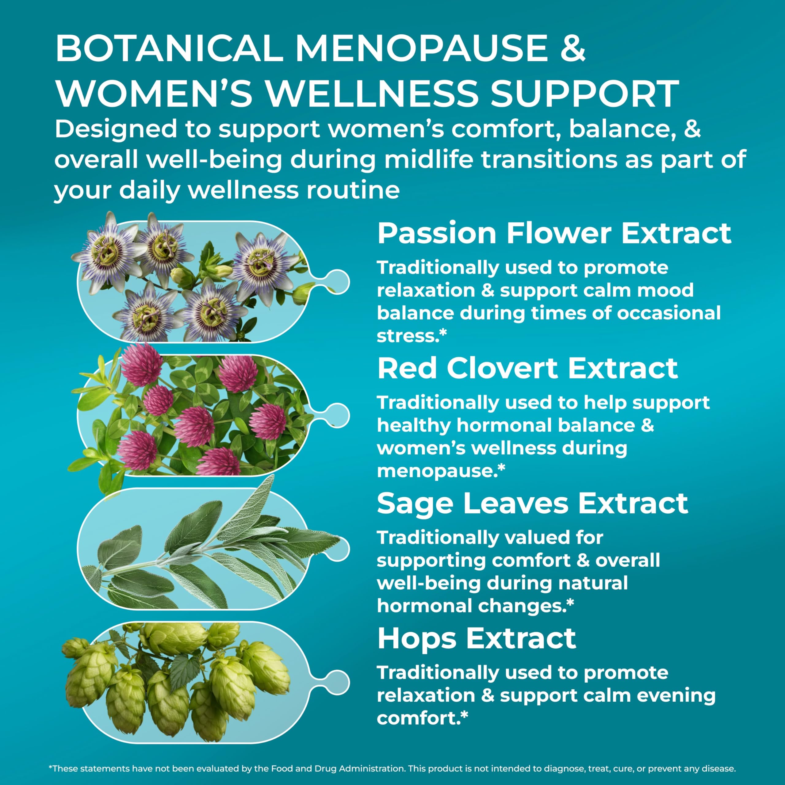 PUREHEALTH Research MenoHarmony - Herbal Menopause Supplement for Women - Female Hormone Balance for Hot Flashes & Night Sweats - with Passion Flower, Red Clover, Hops, Sage & More - 60 Capsules