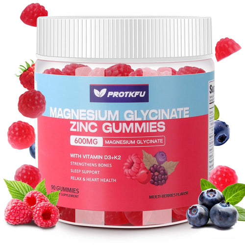 90 CT Magnesium Glycinate Gummies 600mg, Sugar Free Magnesium Gummies w/Zinc & Vitamin D3 & K2 - Magnesium Supplements for Sleep, Supports Bone Health, Nerve & Immune Function ProTKFUBuy Supplements Australia