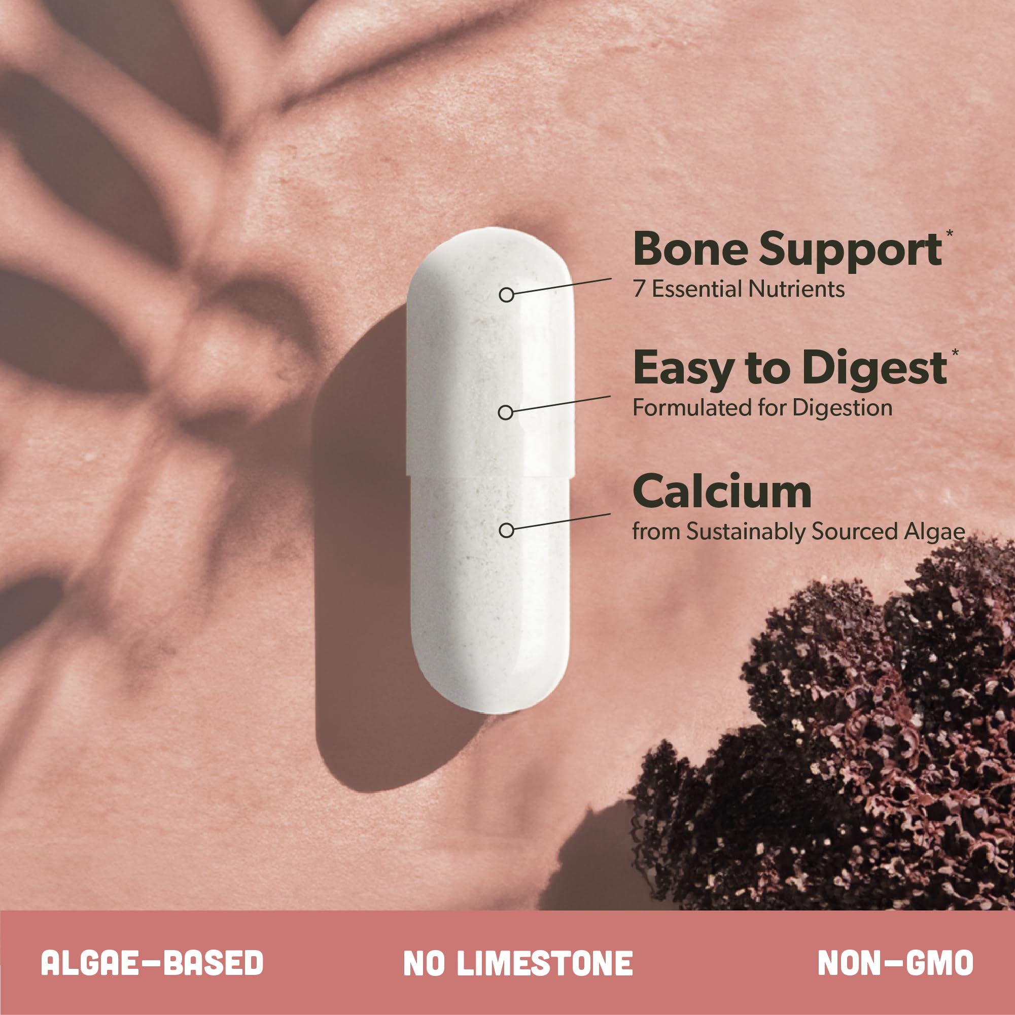 sapling Calcium Supplement - Whole Food with Vitamin K2 & D3, Magnesium, Zinc, Boron, Mineral Complex. Sourced Sustainably from Red Algae. for Bone Strength