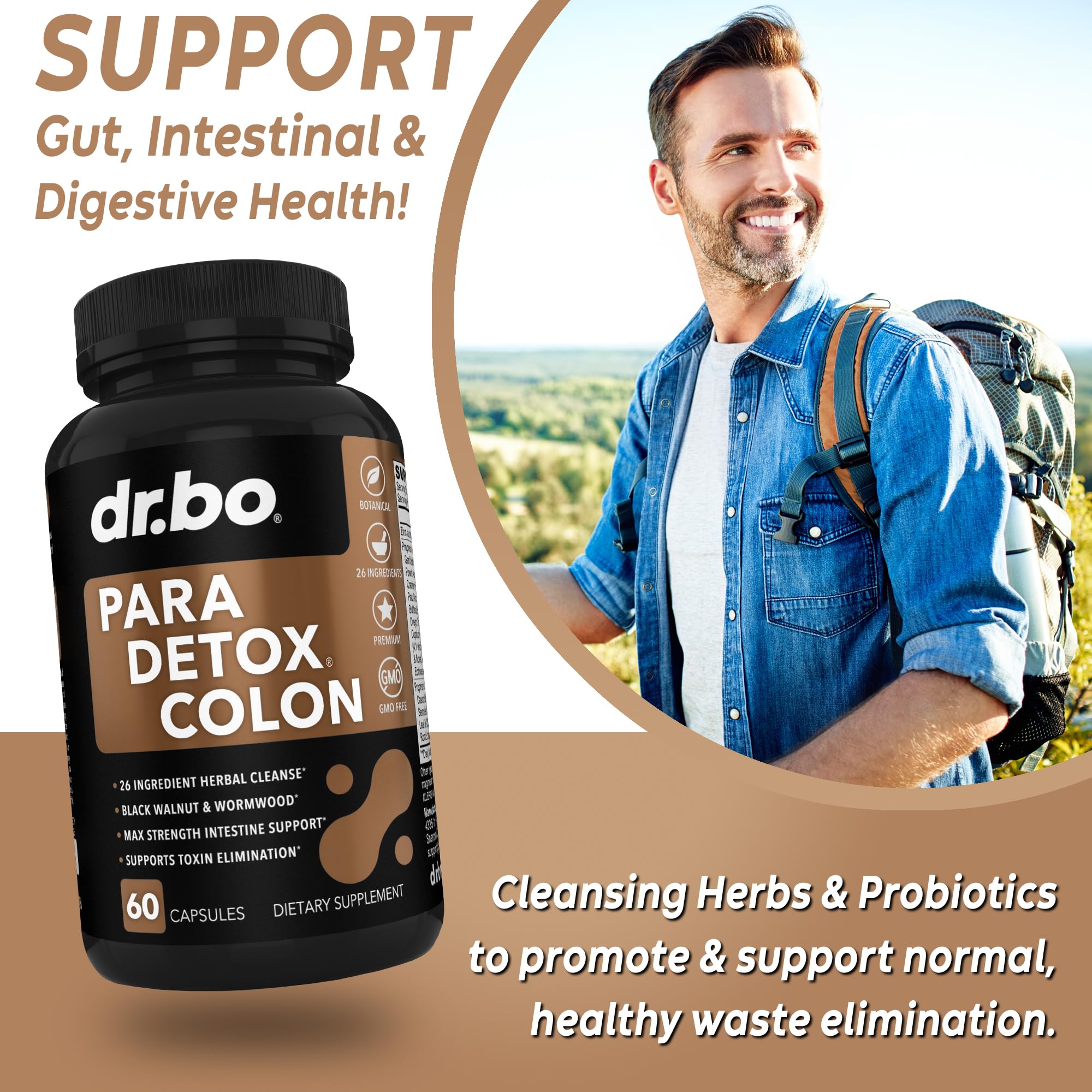 Colon Cleanse Pills Body Detox - Intestinal Guard Cleanser for Stomach - Natural Weight Flush Cleaner Supplement Complex, Women Men Kids, Herbal Wormwood