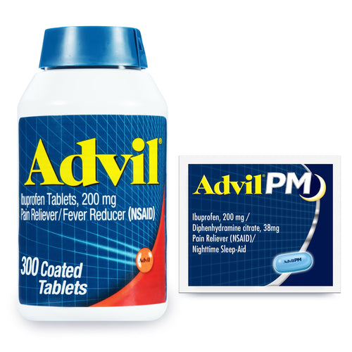 Advil Pain Reliever and Fever Reducer, Ibuprofen 200mg for Pain Relief - 300 Count, Advil PM Pain Reliever and Nighttime Sleep Aid, Ibuprofen for Pain Relief and Diphenhydramine Citrate - 2 Count Advil buy supplements Au