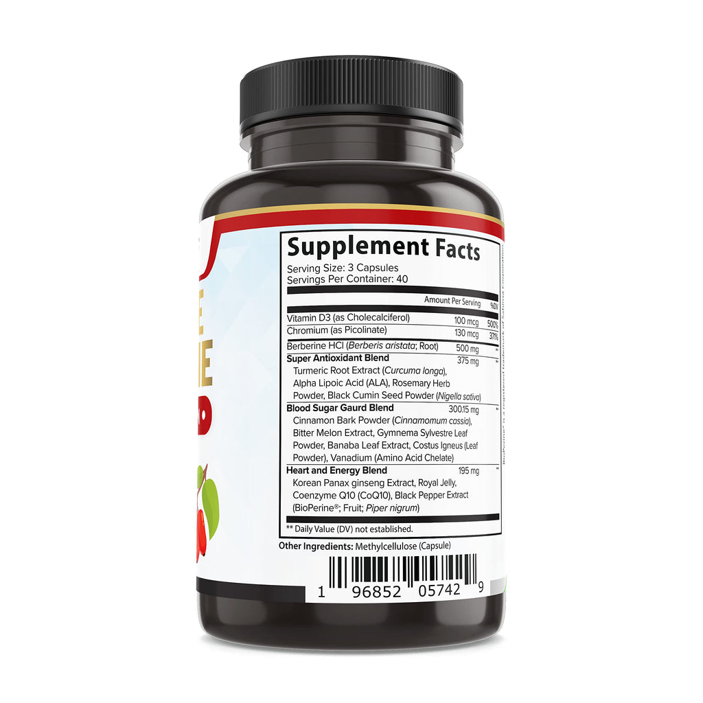 Extreme 500mg Complex with ALA, Coq10, Turmeric, Cinnamon, Bitter Melon, banaba Leaf, Korean Panax, Royal Jelly, and 21 Herbs for Healthy Blood Sugar