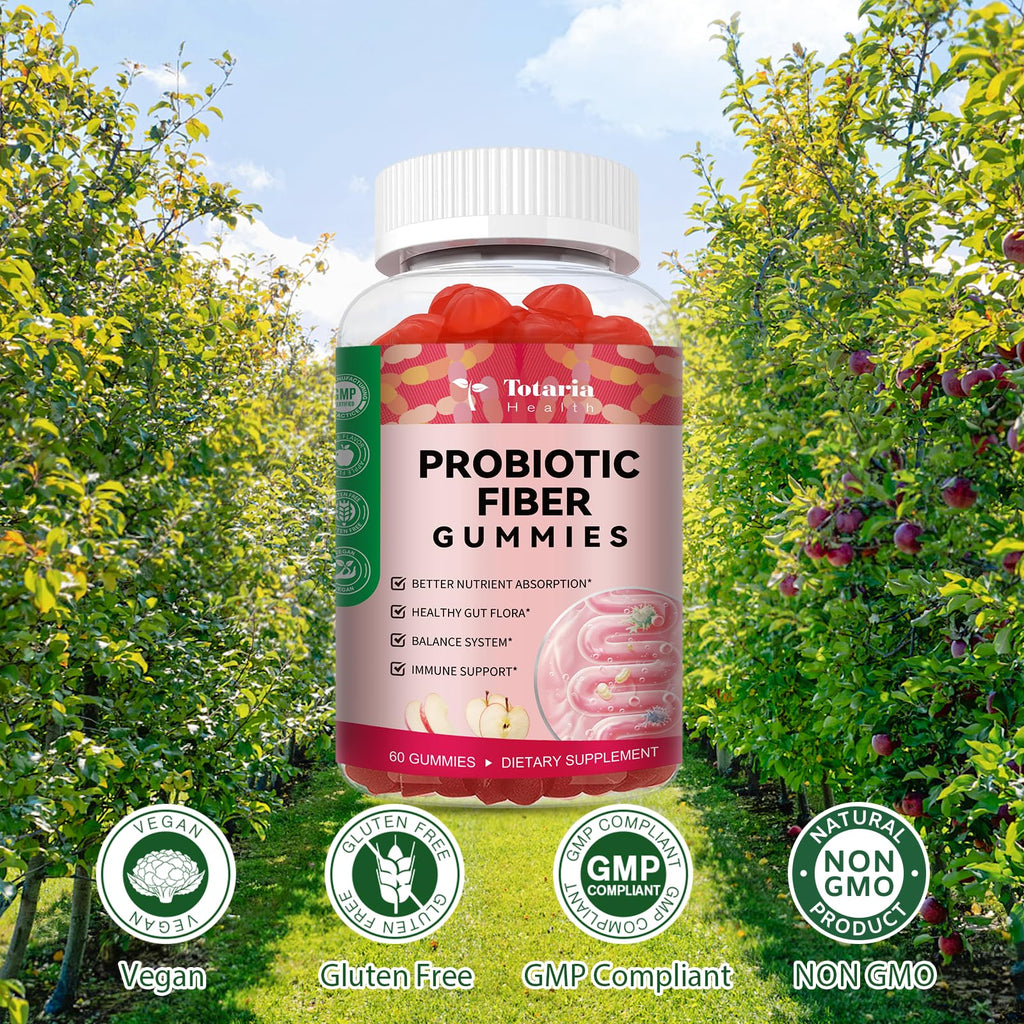 9-in-1 Probiotic Prebiotic Fiber Gummies for Adults & Teens 16G Fiber per Serving, Psyllium Husk Fiber Supplement with 5 Billion CFU Bacillus Coagulans - FENGGESTORE20