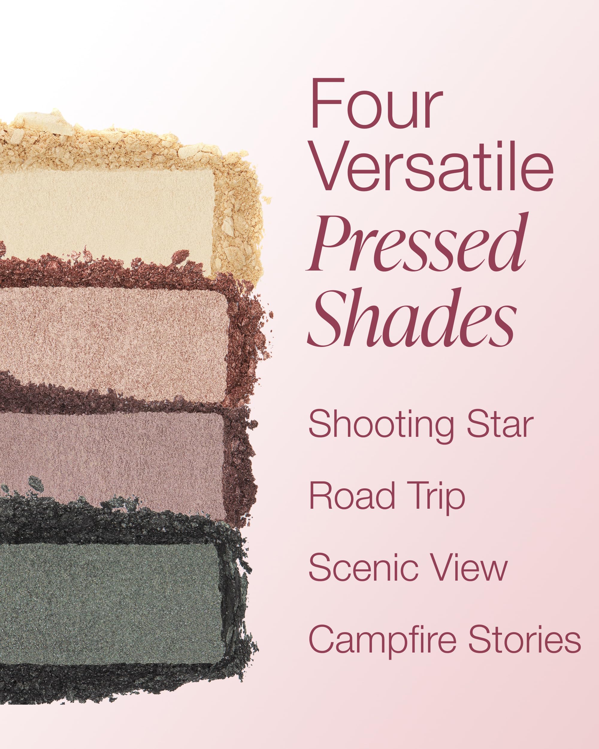 Mineral Fusion Eyeshadow Palette - Four Pressed Powder Shades in Matte, Satin, and Shimmer Finishes - Natural, Lightweight Vegan Eye Makeup - (Glamping)