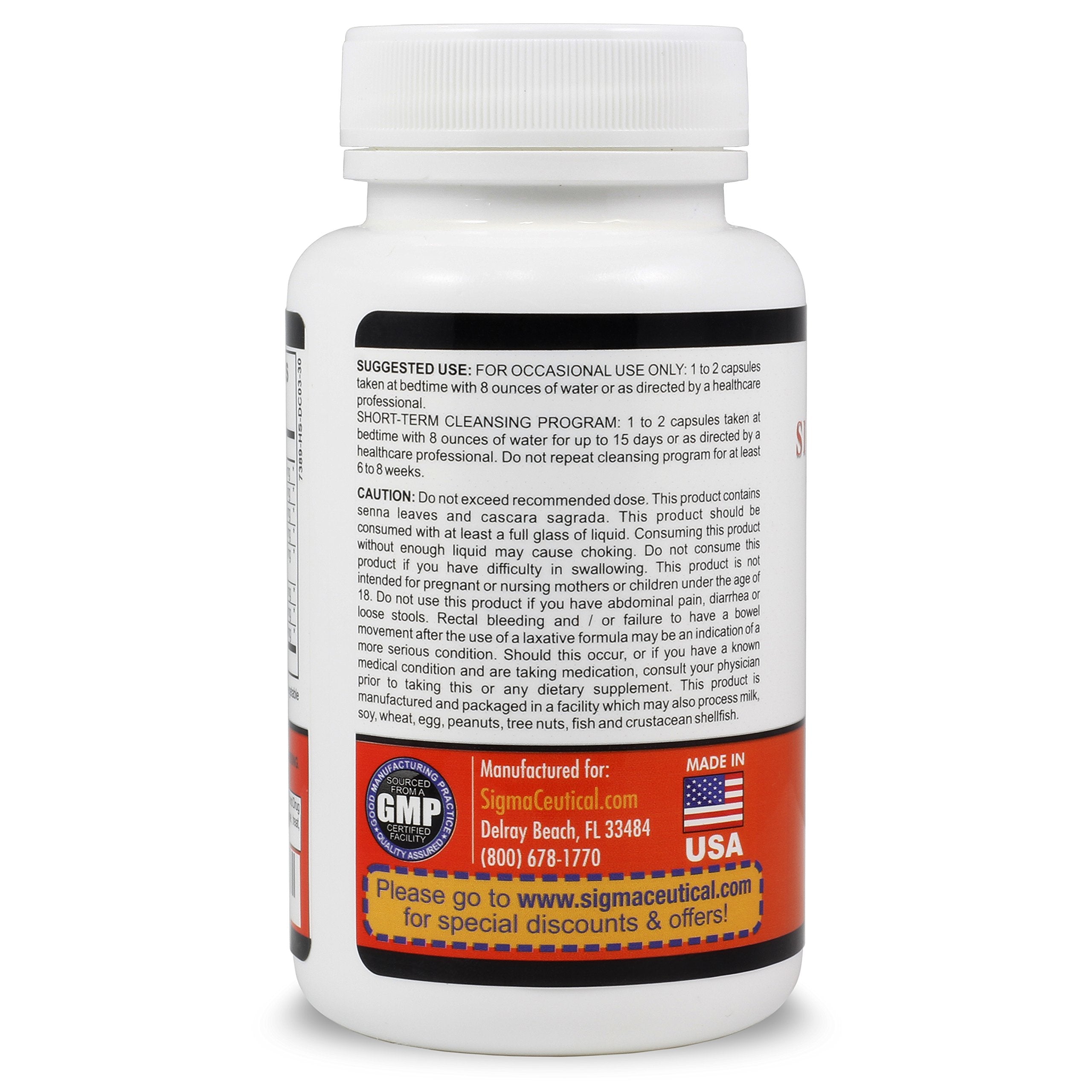 Sigmaceutical 1 Day Colon Cleanse - Detox Cleanse - Bowel Cleanse & Laxative - Bowel Detox - Colon Cleanser & Detox - 30 Capsules