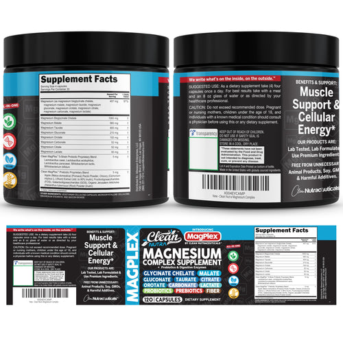8in1 Magnesium Supplement Complex | Magnesium Glycinate Citrate Malate Gluconate Orotate Carbonate Lactate + Prebiotics Probiotics Digestive Enzymes Magnesio Capsules for Women Men By Clean Nutra Clean Nutraceuticals buy supplements Au