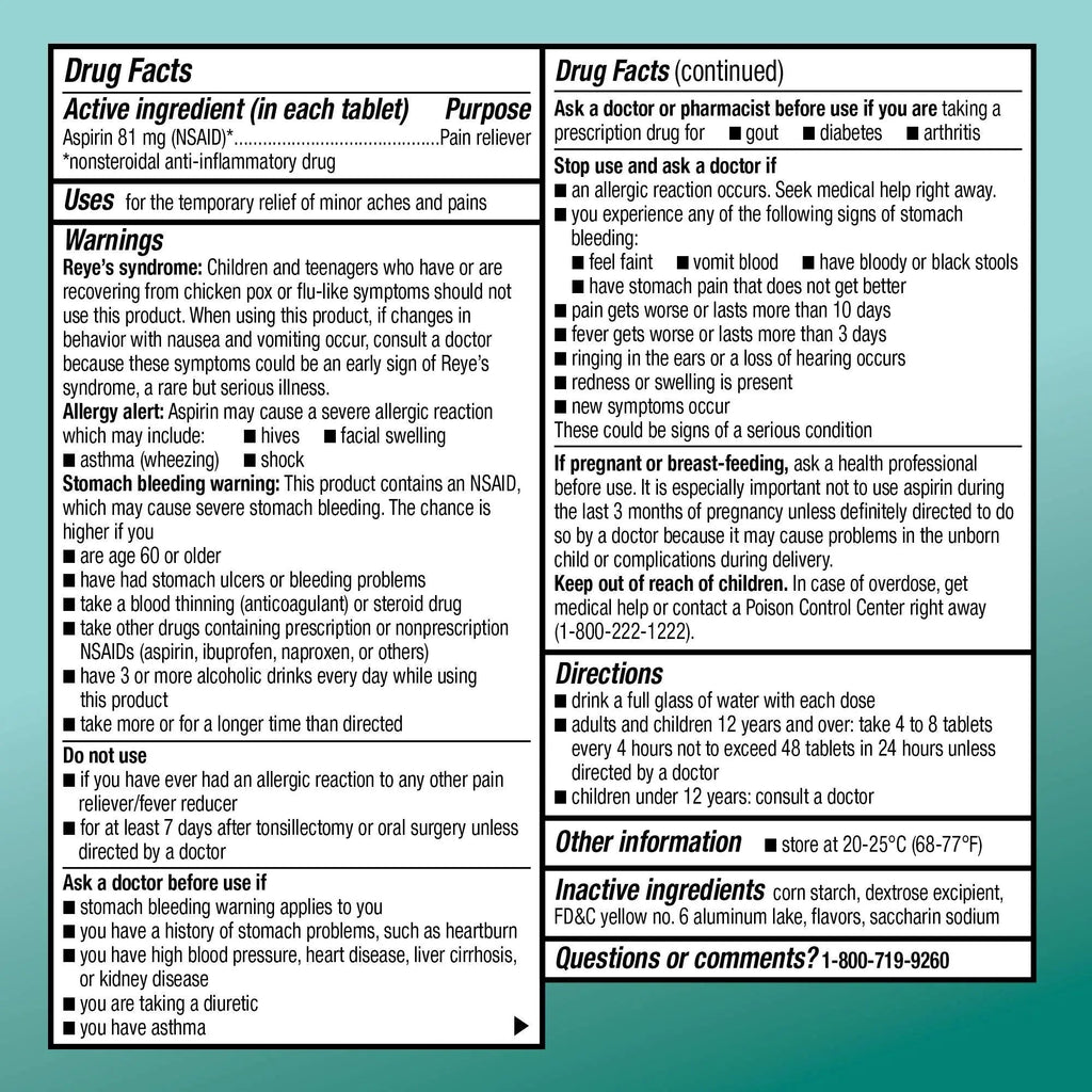 Amazon Basic Care Aspirin 81 mg Pain Reliever (NSAID) Chewable Tablets, Low Dose , Orange Flavor, 36 Count (Pack of 3) Amazon Basic CareBuy Supplements Australia