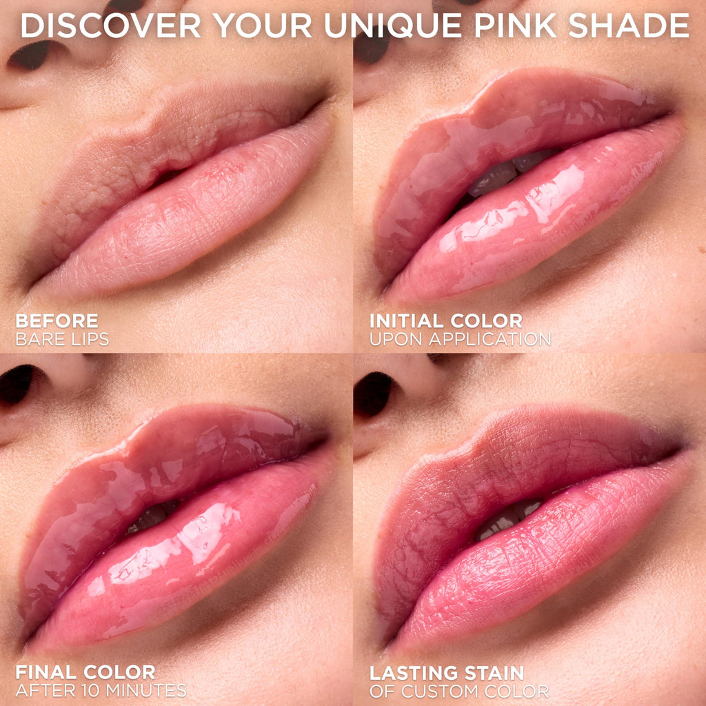L'Oreal Paris Plump Ambition pH Hyaluron Lip Oil, Color Shifting Lip Tint with 24HR Hydration, Volumizing Shine and Lasting Color, 090 pH Berry Noir