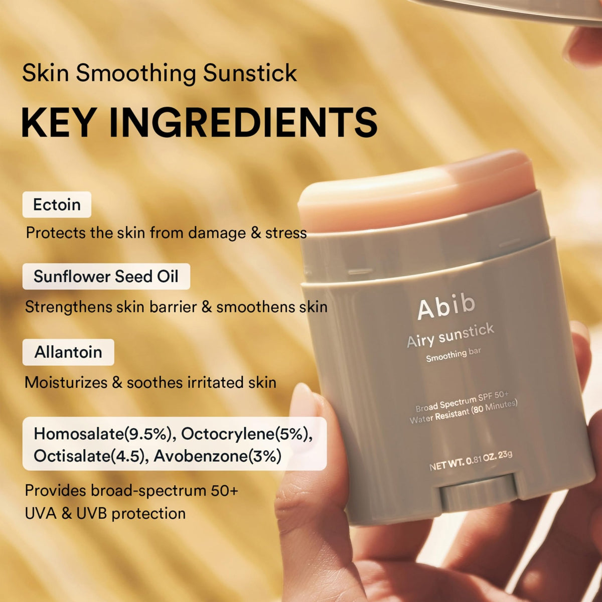 Abib Airy Sunstick Protection Bar SPF50+ Broad Spectrum, Semi-Matte Sunscreen Stick for Oily & Combination Skin - FENGGESTORE20