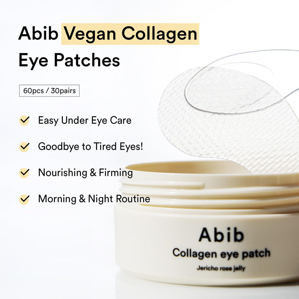 Abib Collagen Peptide Eye Patches for Wrinkles & Fine Line with Jericho Rose Jelly, 60 Count, Korean Skin Care - FENGGESTORE20