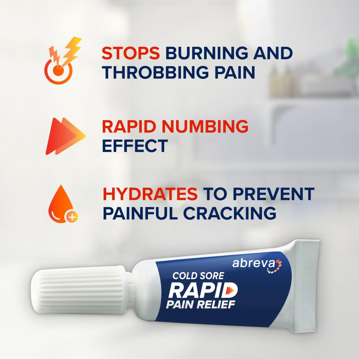 Abreva Cold Sore Treatment Rapid Pain Relief Cream - 1 Tube, 3 Grams - FENGGESTORE20