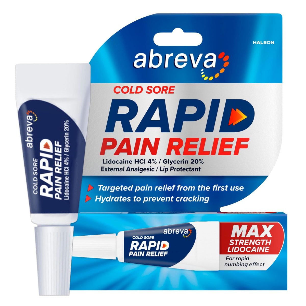 Abreva Cold Sore Treatment Rapid Pain Relief Cream - 1 Tube, 3 Grams - FENGGESTORE20