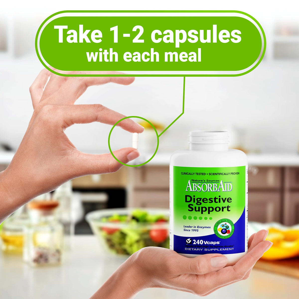 AbsorbAid Digestive Enzymes 240 vCaps, Proven to Increase Vital Nutrient Absorption by up to 71% - FENGGESTORE20