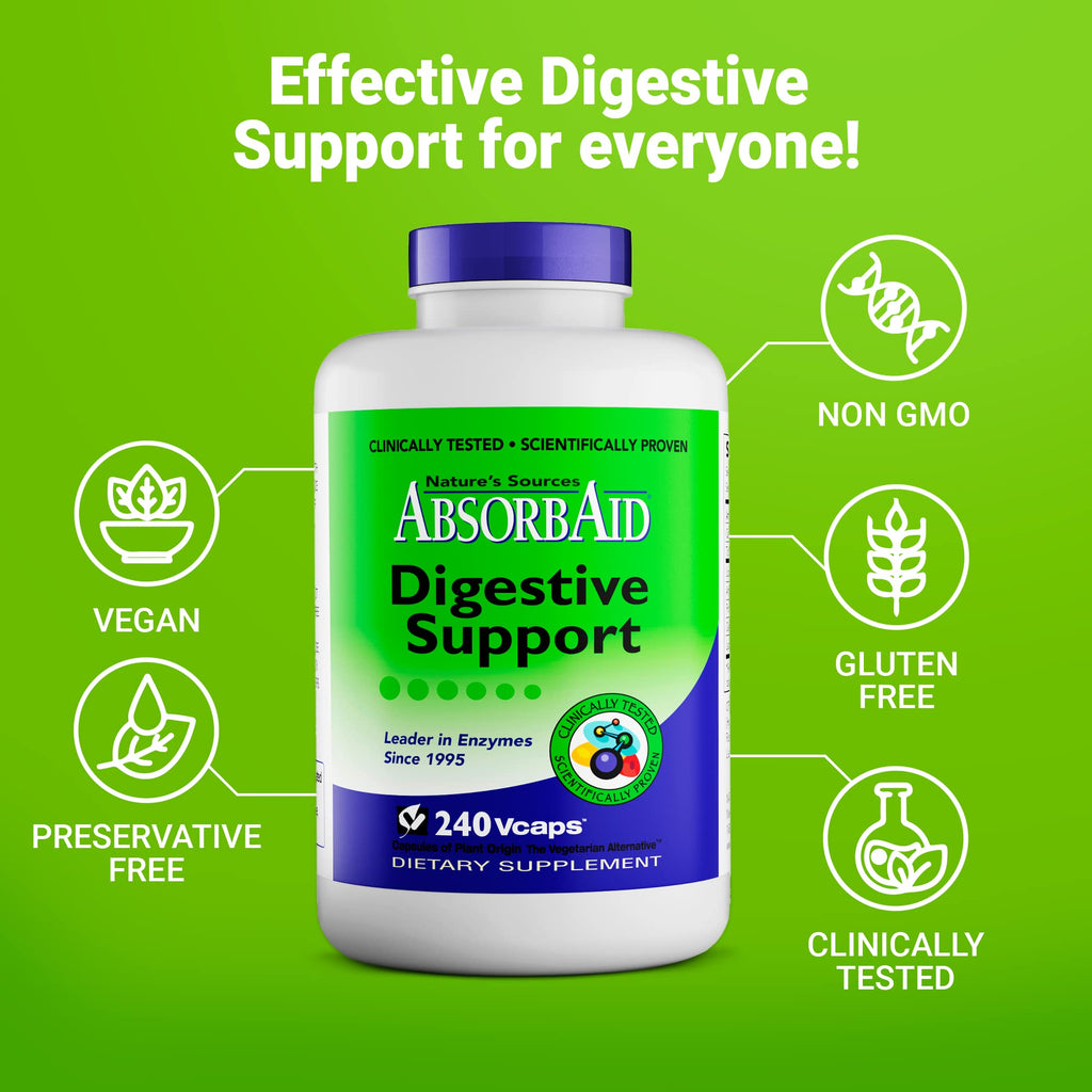 AbsorbAid Digestive Enzymes 240 vCaps, Proven to Increase Vital Nutrient Absorption by up to 71% - FENGGESTORE20