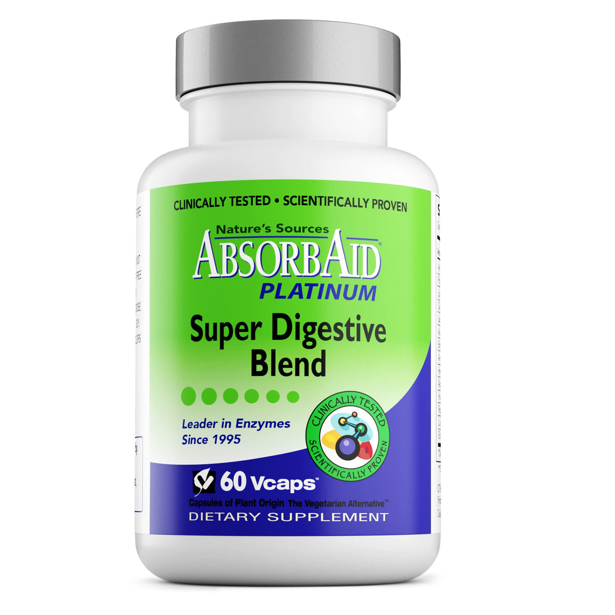 AbsorbAid Platinum Digestive Enzyme Support 60 vCaps, 12 Digestive Enzymes Plus 2 Probiotics for Maximum Relief - FENGGESTORE20
