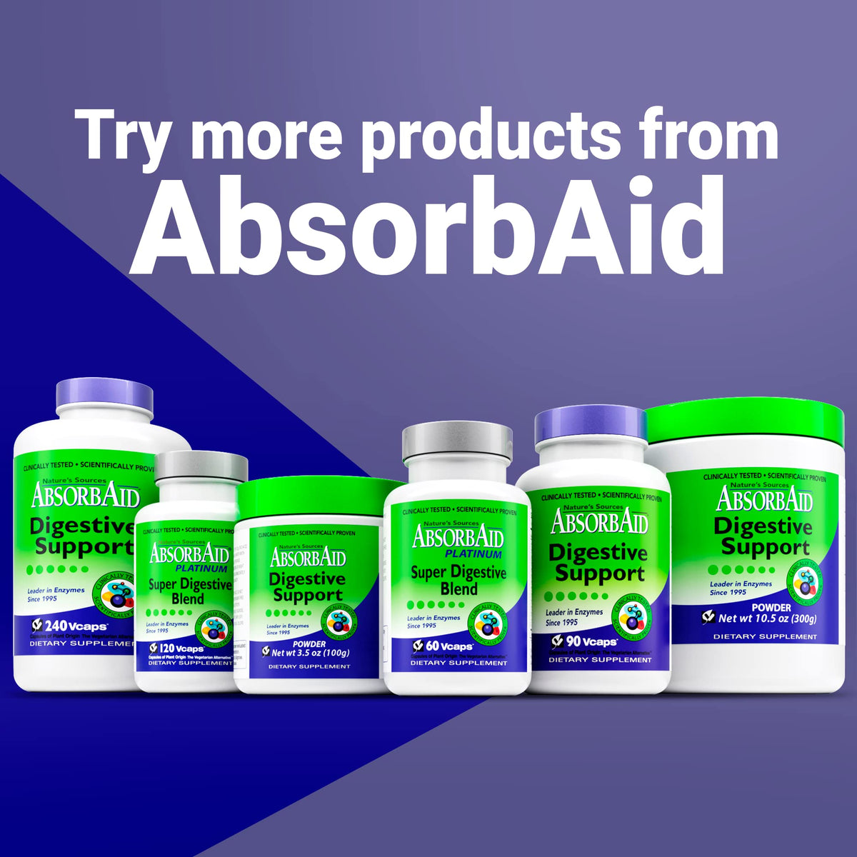 AbsorbAid Platinum Digestive Enzyme Support 60 vCaps, 12 Digestive Enzymes Plus 2 Probiotics for Maximum Relief - FENGGESTORE20