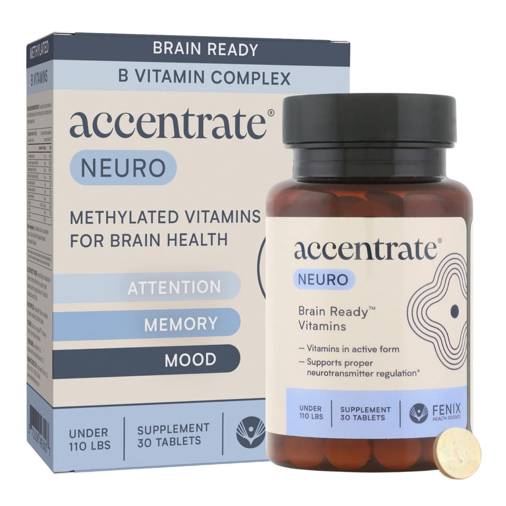 Accentrate Brain Supplement for Focus, Attention, Mood | Complete Vitamin B Complex | Brain Health | Methylated Multivitamin w/L-Methylfolate (5-MTHF), Cofactors Methyl-B12 & P5P | MTHFR Supplement - FENGGESTORE20