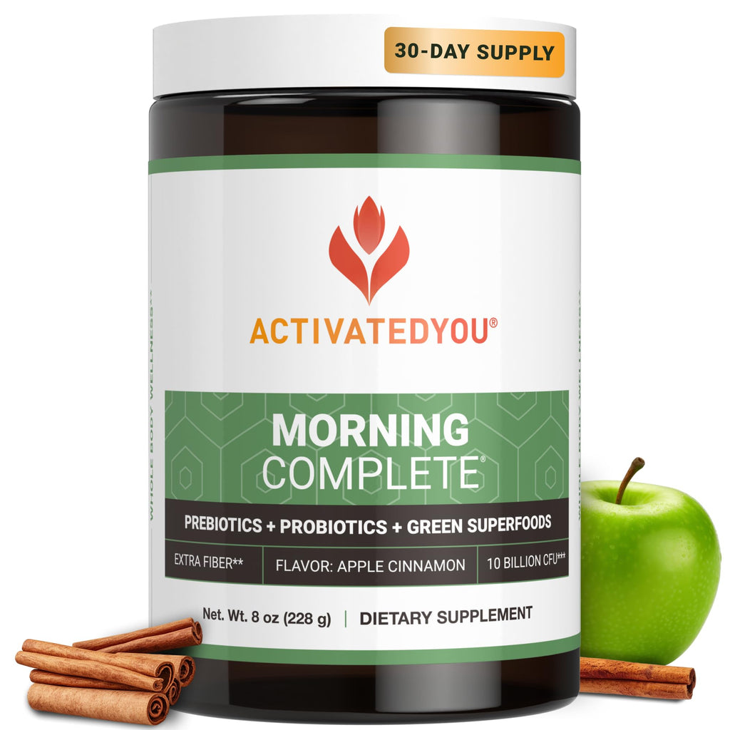 ACTIVATEDYOU Morning Complete Daily Wellness Greens Superfood Drink Mix for Gut Health w/Prebiotics, Probiotics, Antioxidants, Green Superfoods, - FENGGESTORE20