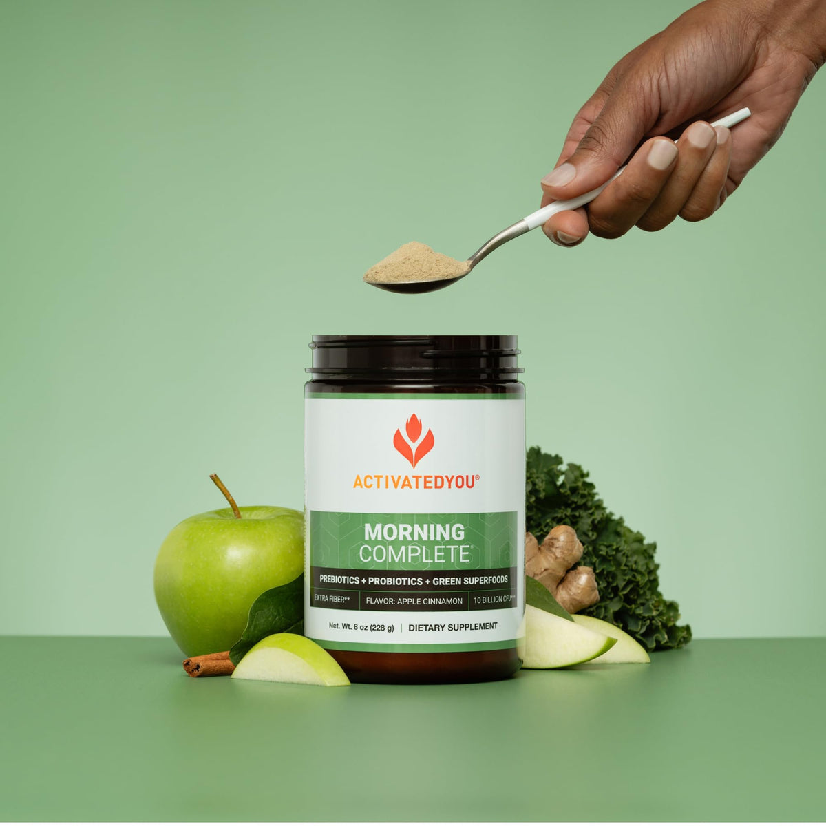 ACTIVATEDYOU Morning Complete Daily Wellness Greens Superfood Drink Mix for Gut Health w/Prebiotics, Probiotics, Antioxidants, Green Superfoods, - FENGGESTORE20