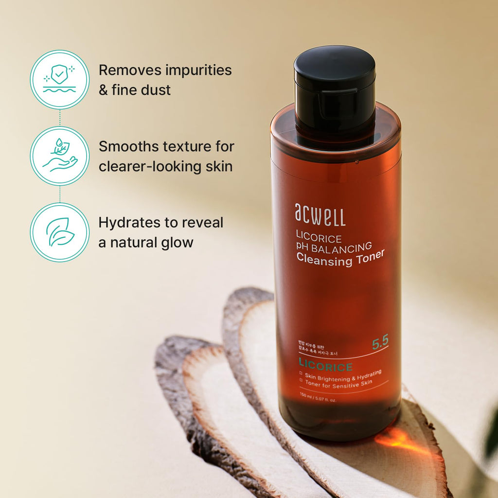 ACWELL Licorice pH 5.5 Balancing Korean Toner and Cleansing 5.07 fl.oz. - Alcohol-Free Hydrating Facial Astringent - FENGGESTORE20