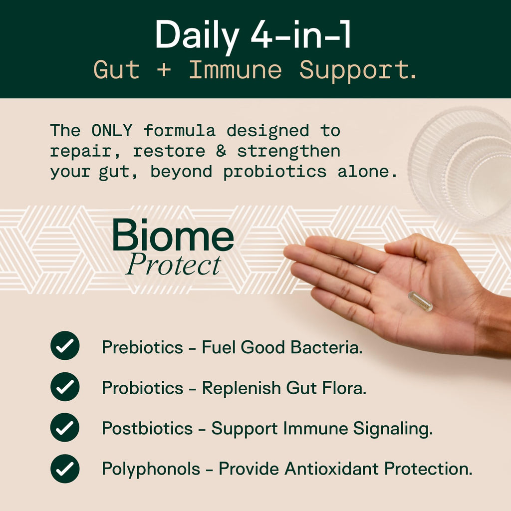 Adapt Naturals 4-in-1 Biome Protect Prebiotics, Probiotics Supplement Postbiotics & Polyphenols for Microbiome, Gut Health & Defense - FENGGESTORE20