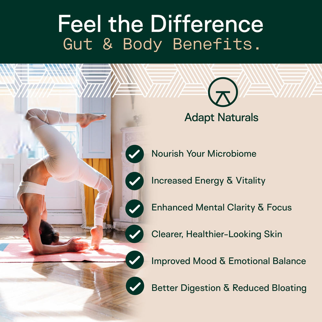 Adapt Naturals 4-in-1 Biome Protect Prebiotics, Probiotics Supplement Postbiotics & Polyphenols for Microbiome, Gut Health & Defense for Women & Men, 30 Day Supply - FENGGESTORE20