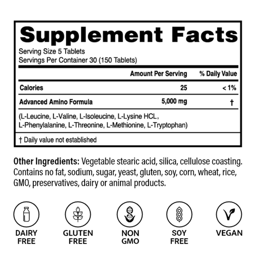 Advanced Bionutritionals – Advanced Amino Formula Tablets, Amino Acid Supplement, Build Muscle, Post Workout Recovery, Energy, Stamina, Non-GMO, - FENGGESTORE20