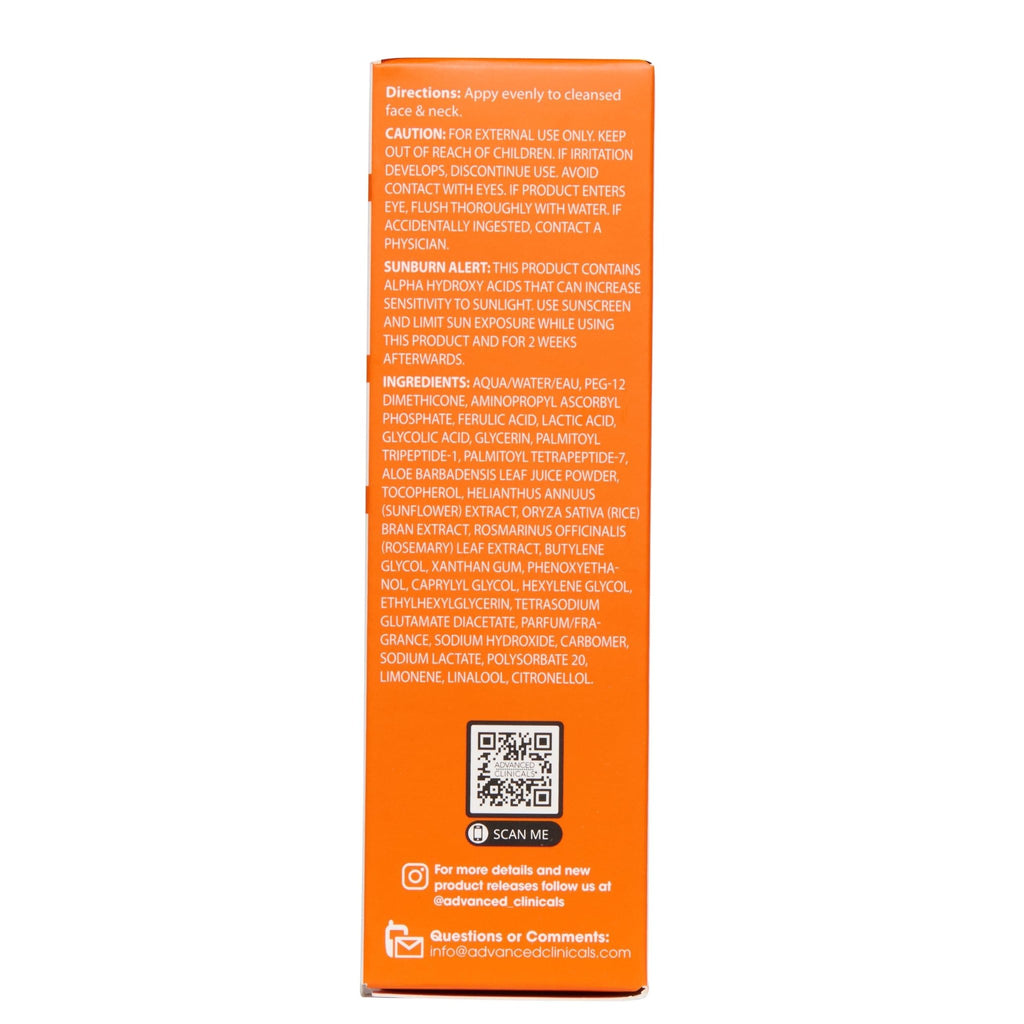 Advanced Clinicals Brightening Vitamin C Serum For Face With Glycolic Acid + Lactic Acid | Vitamin C Eye Serum Face Moisturizer For Improving - FENGGESTORE20