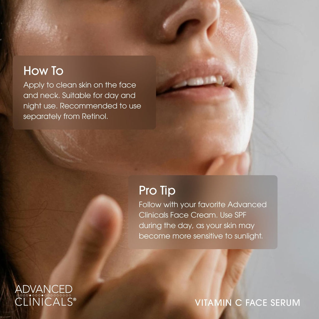 Advanced Clinicals Brightening Vitamin C Serum For Face With Glycolic Acid + Lactic Acid | Vitamin C Eye Serum Face Moisturizer For Improving - FENGGESTORE20