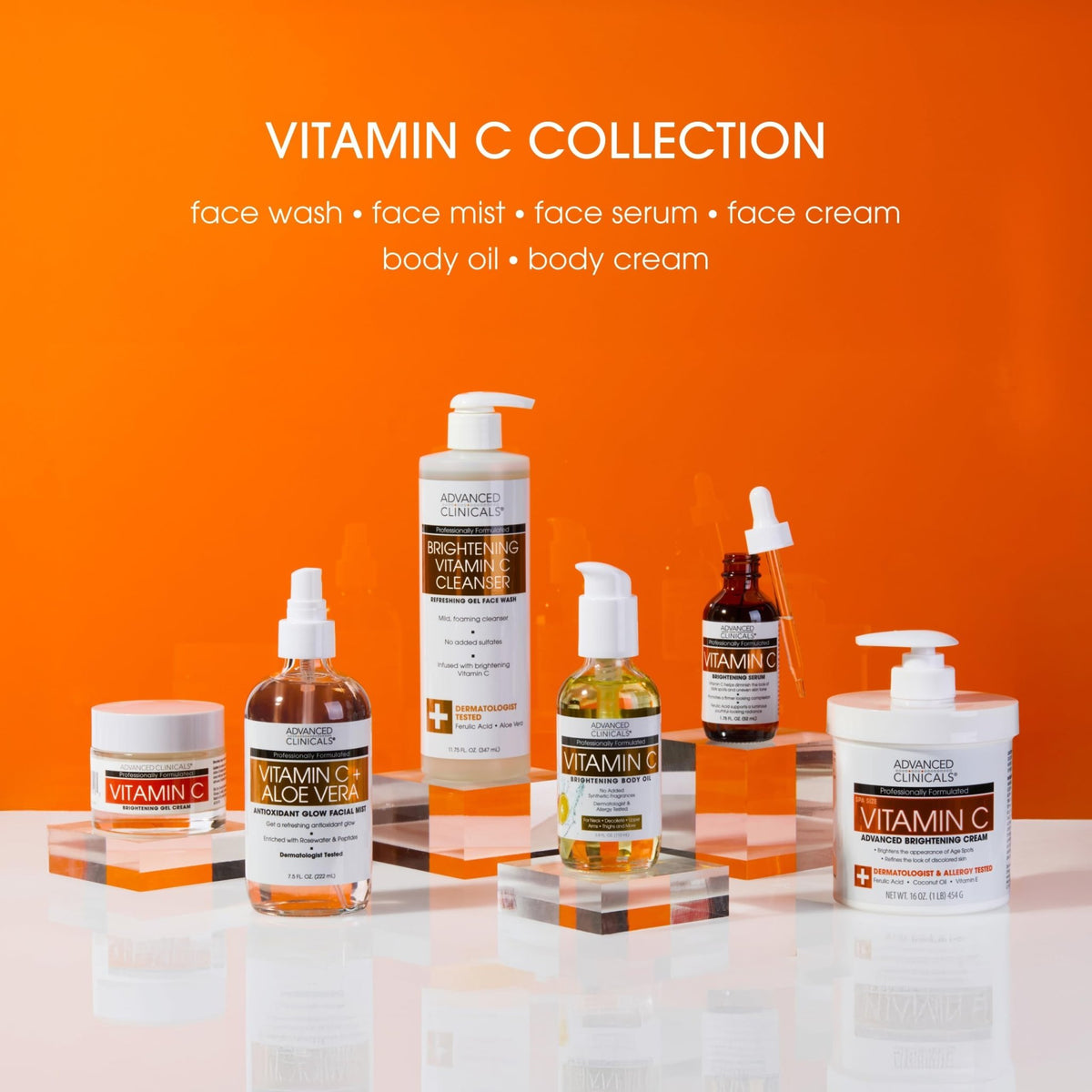 Advanced Clinicals Brightening Vitamin C Serum For Face With Glycolic Acid + Lactic Acid | Vitamin C Eye Serum Face Moisturizer For Improving - FENGGESTORE20