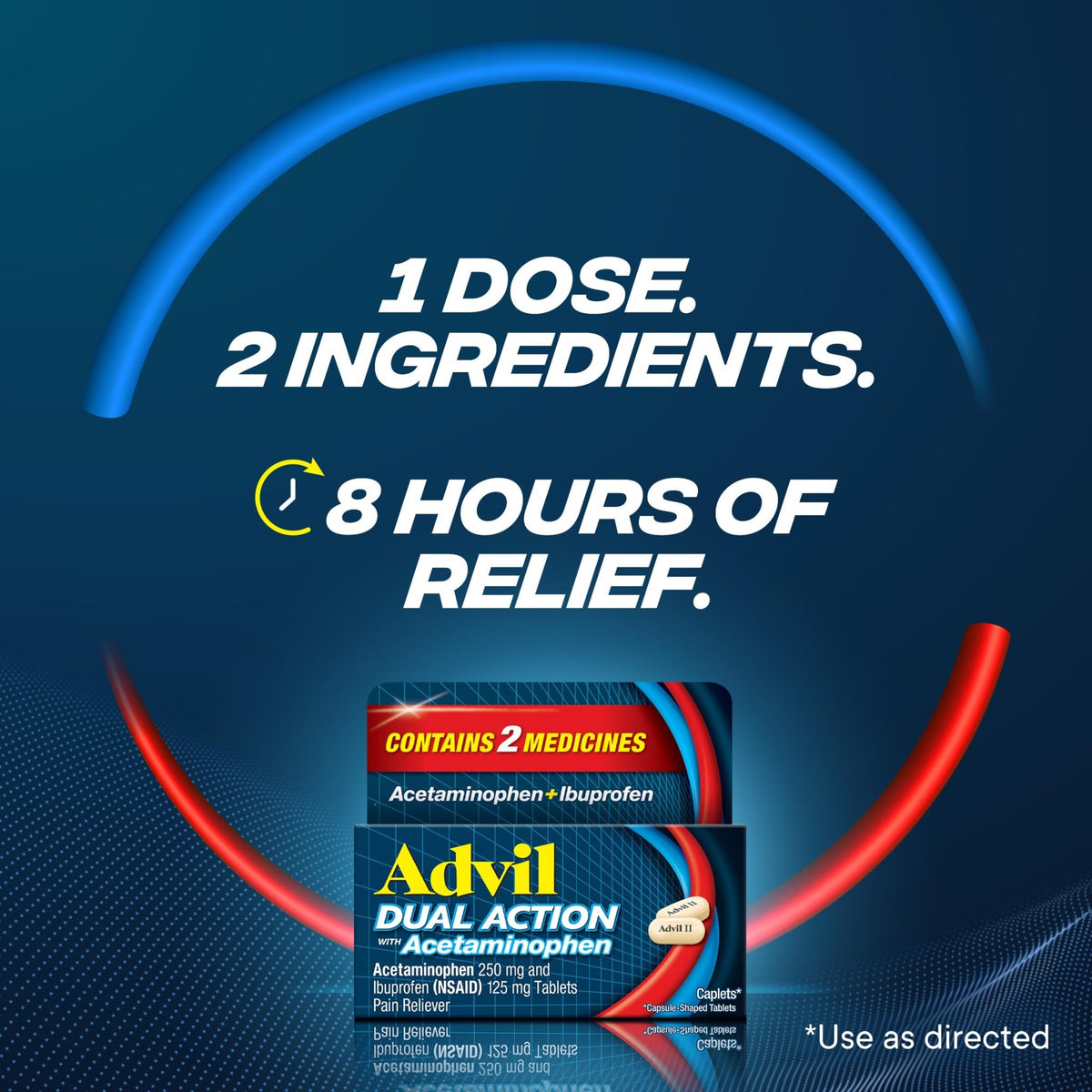 Advil Dual Action Coated Caplets, 125 Mg Ibuprofen and 250 Mg Acetaminophen per Dose (2 Dose Equivalent) for 8 Hour Pain Relief - 216 Count - FENGGESTORE20