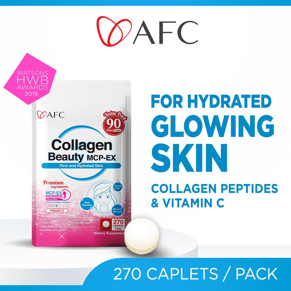 AFC Japan Collagen Beauty MCP-EX with Marine Collagen Peptide, 1.5X Better Absorption Than Other Collagen, for Anti-Aging, Skin, Hair, Nails, Bone and Joints, for Women & Men, 90 Days Supply - FENGGESTORE20