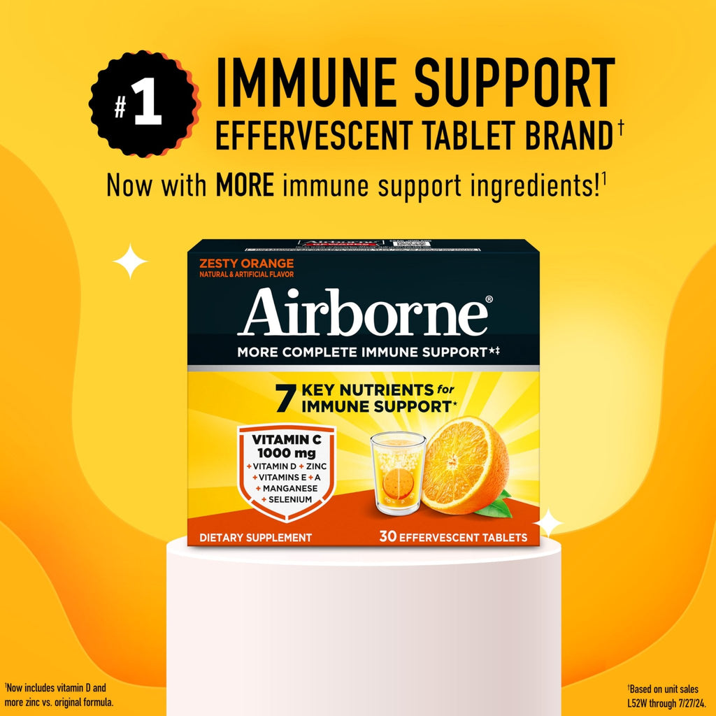 Airborne 1000mg Vitamin C with Vitamin D & Zinc, Sugar Free Multivitamin Immune Support Supplement, Antioxidants Vitamins A C & Vitamin E - FENGGESTORE20