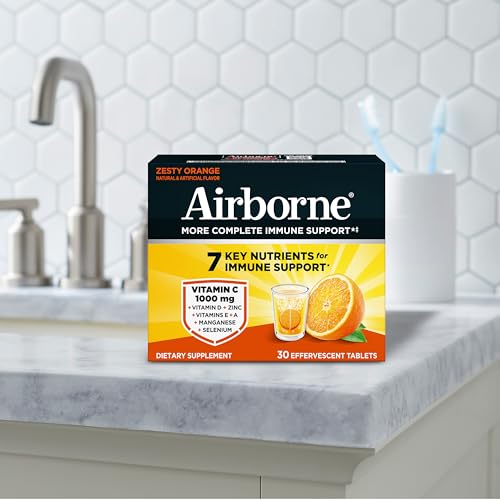 Airborne 1000mg Vitamin C with Vitamin D & Zinc, Sugar Free Multivitamin Immune Support Supplement, Antioxidants Vitamins A C & Vitamin E - FENGGESTORE20